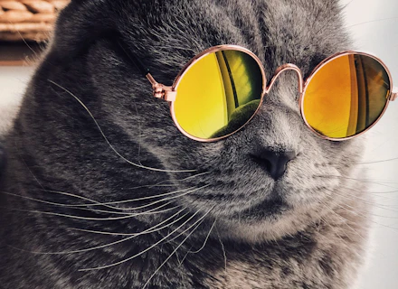 Black cat with green eyes in warm light